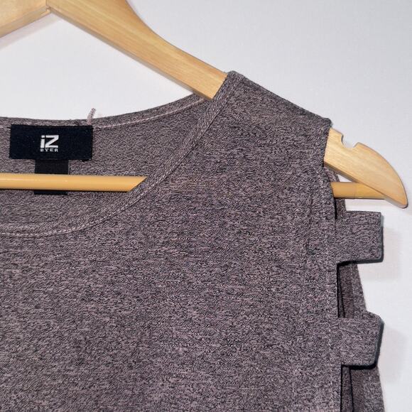 iZ Byer Cut-Out Sleeve Heather Gray Top women’s size medium - Picture 3 of 7